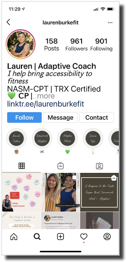 Instagram profile Lauren Burke NPE Member