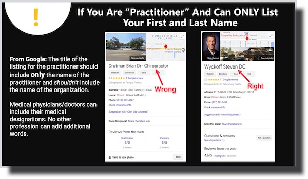 Practitioners Can Only List First and Last Name